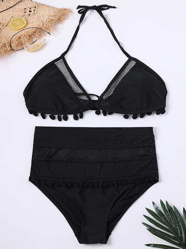 Plain Hollow Lace Bikini Set