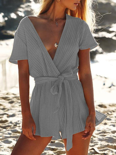 4 Colors Deep V-Neck Bandage Romper