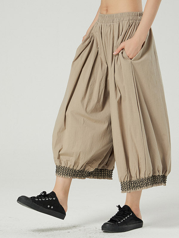 Casual Elasticity Waist Wide Leg Loose Pants