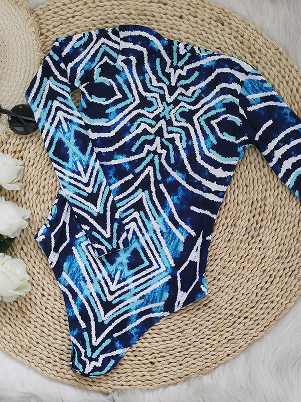 Printed Zipper Long Sleeves One-Piece Wetsuit