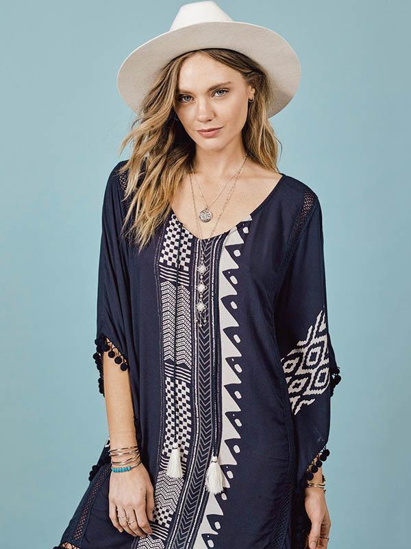 Lacy Pompom Loose Cover-up Top