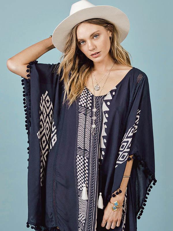 Lacy Pompom Loose Cover-up Top