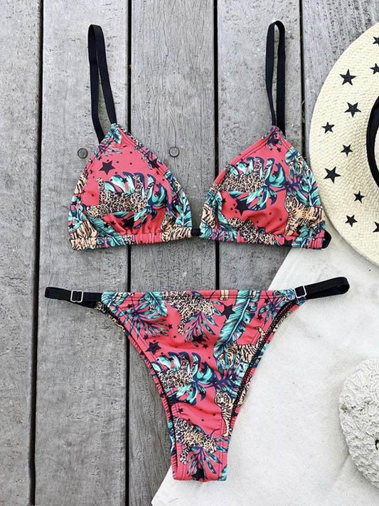 Sexy Triangles Printing Split Bikini Swimsuit