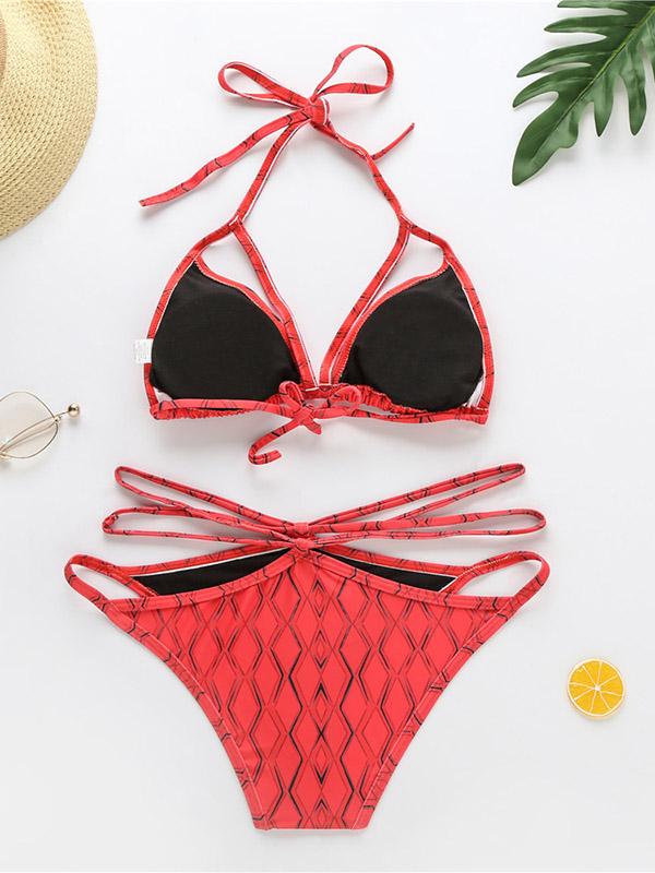 Sexy Hollow Bandage Split Type Bikinis Swimwear