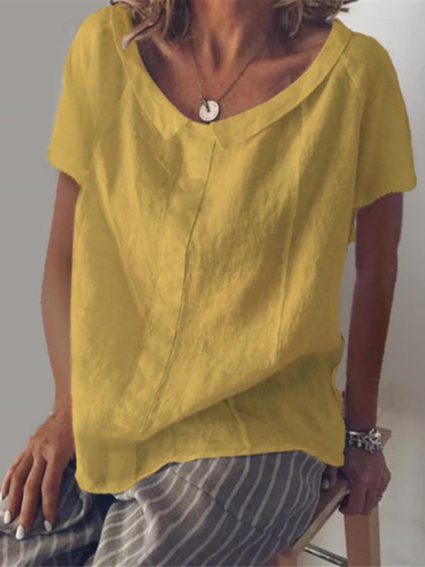 Casual Solid Round-neck T-shirt