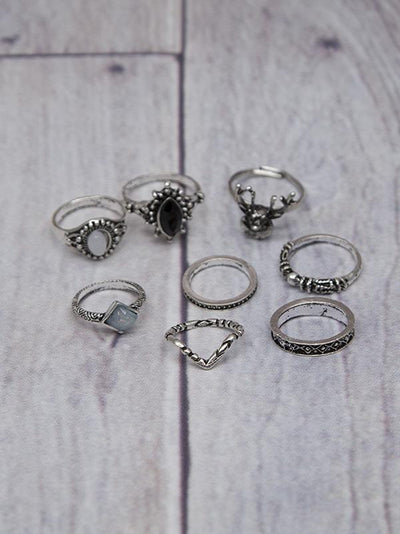 2 Styles Bohemian Vintage Silver Plated Rings Accessories