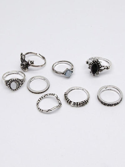 2 Styles Bohemian Vintage Silver Plated Rings Accessories