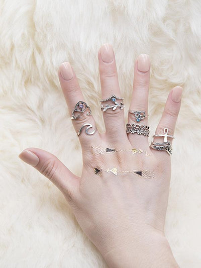 2 Styles Bohemian Vintage Silver Plated Rings Accessories