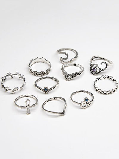 2 Styles Bohemian Vintage Silver Plated Rings Accessories