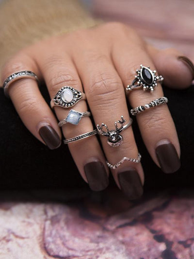 2 Styles Bohemian Vintage Silver Plated Rings Accessories