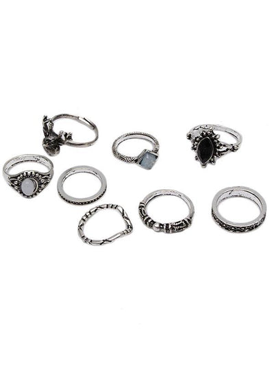 2 Styles Bohemian Vintage Silver Plated Rings Accessories