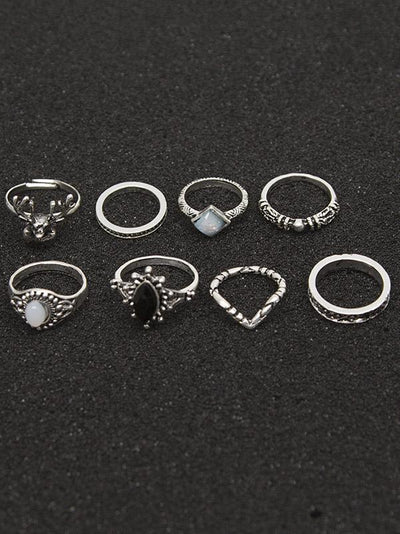 2 Styles Bohemian Vintage Silver Plated Rings Accessories