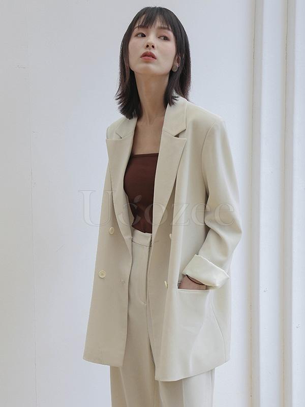 Casual Solid Drapey Suit Outwears