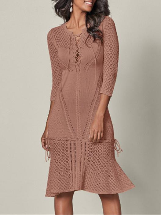 Bandage Crochet Hollow Midi Dresses