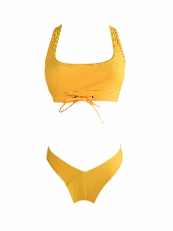 Plain Flat Chest Bikini Swimsuit