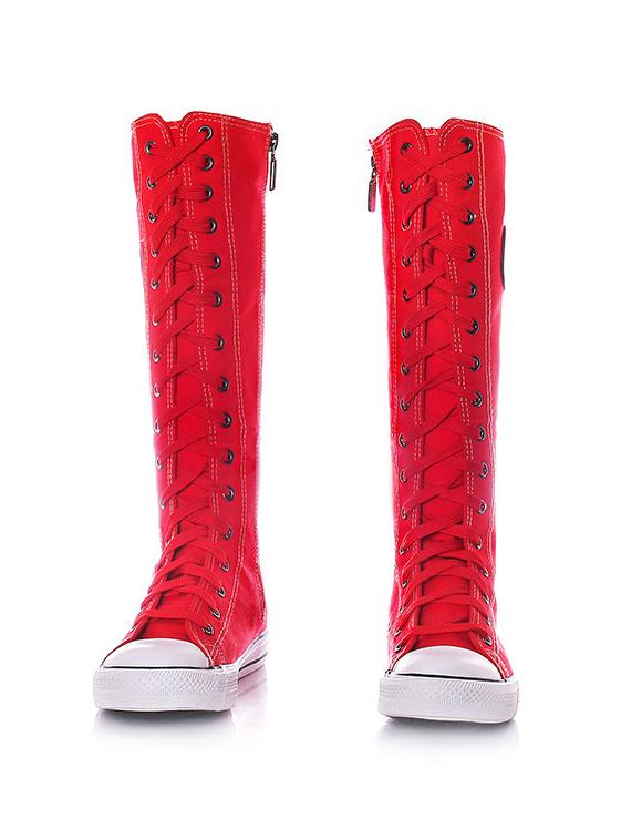 High-top Side Zipper Mid high Canvas Boots