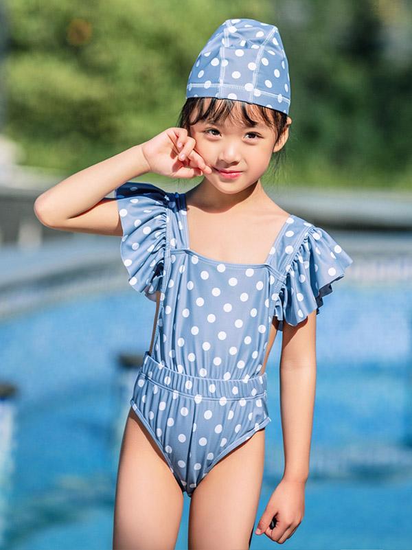 AONIHUA Blue Polka-dot Girl One Piece