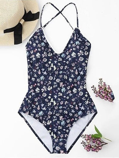 Backless Floral Sexy One-piece Swimwear