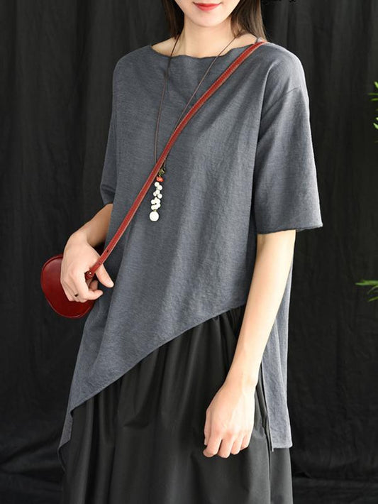 Original Solid Asymmetric T-Shirt