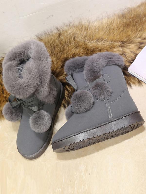 Middle Tube Artificial Fur Fluffy Ball Snow Boots Uggs