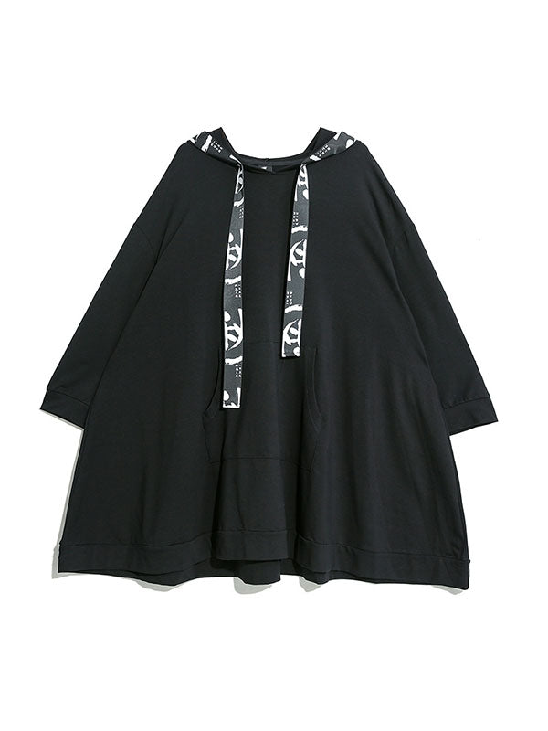 CASUAL SPLIT-JOINT HOODIE GOTH SWEATSHIRT DRESS