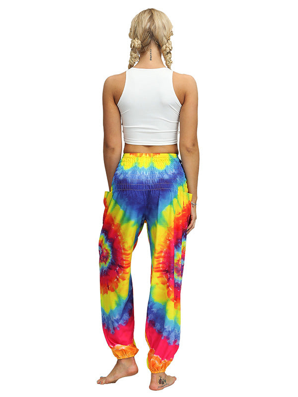 Bohemia Tie-Dyed Elastic Multi-Colored Knickerbockers& Yoga Pants