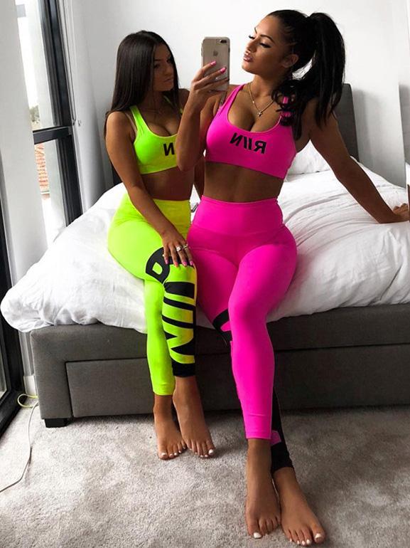 Criss Cross Printed Bra And Leggings Sport Suits