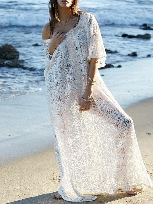 Lace Split-joint H-line Maxi Cover-ups