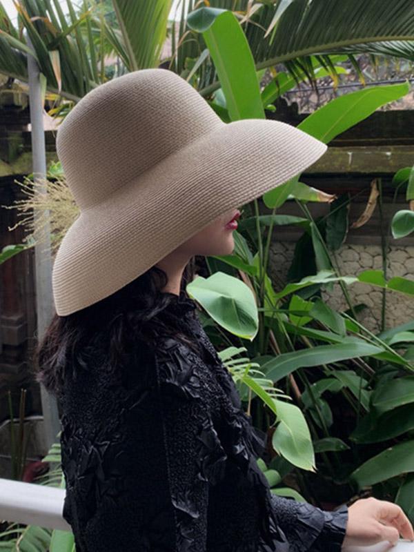 Leisure Long-Brim Sun-Protection Straw Hat