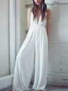 Bohemia Deep Halterneck V-neck Wide Leg Jumpsuits