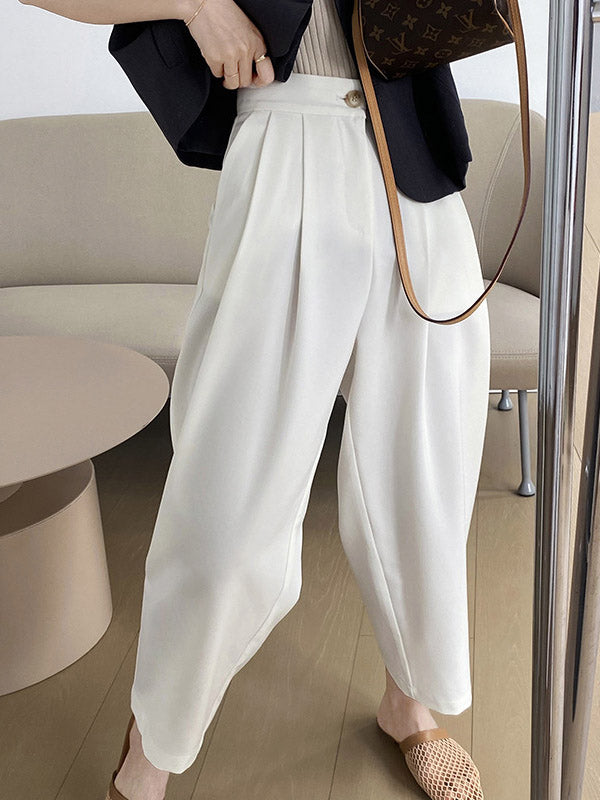 Casual Solid Color High Waisted H-Line Trousers