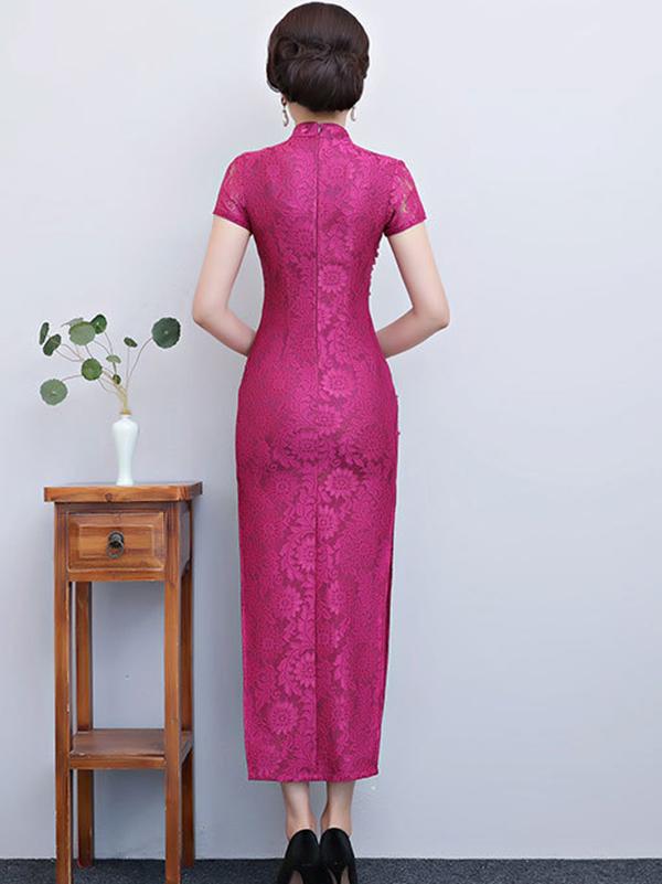 Pure Color Split-side Long Cheongsam