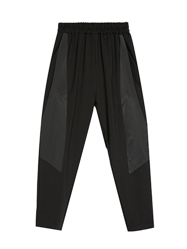 Urban Black Drawstring Split-Joint High-Waist Casual Pants