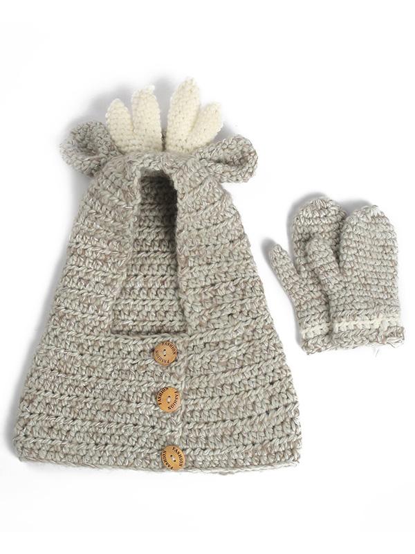 Knitted Elk Single Button Hat&Glove Accessories