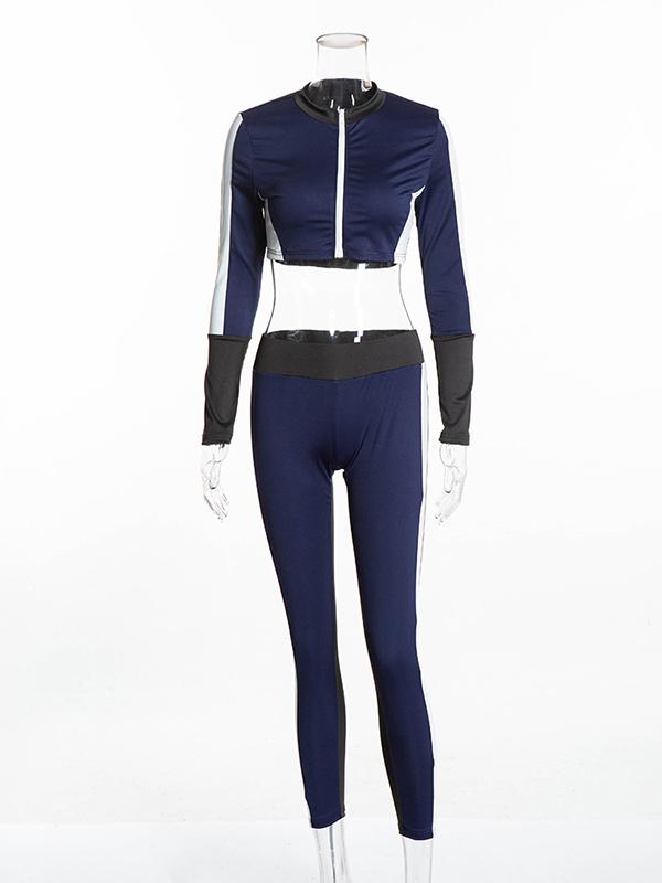 Long Sleeve Crop Tees And Leggings Suits