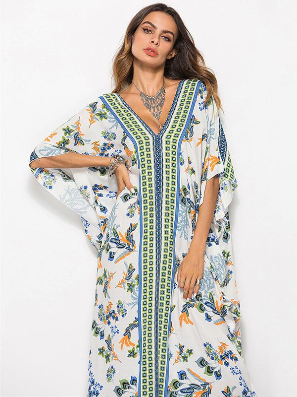 Loose Floral Printed Beach Kaftans