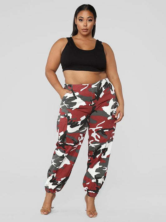 Plus Size Camouflage Printed Track Pants