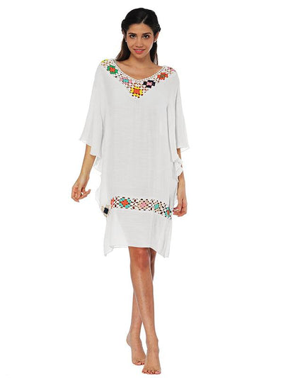 Falbala Batwing Sleeves Beach Cover-Up