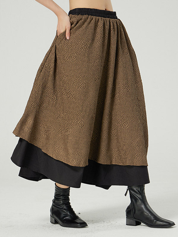 Vintage Tiered Elasticity Waist Loose Skirts