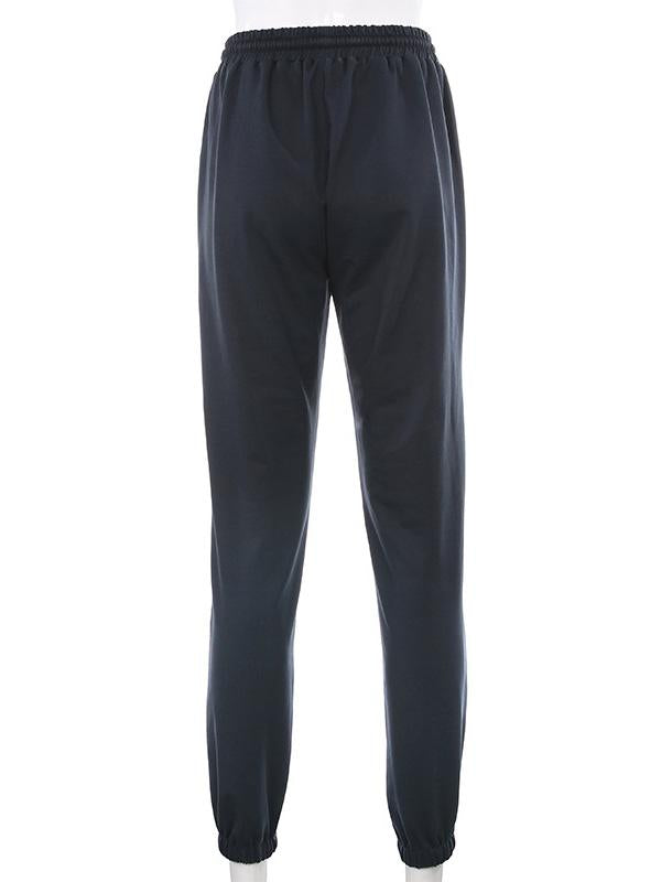 Letter Print Solid Color Athletic Pants