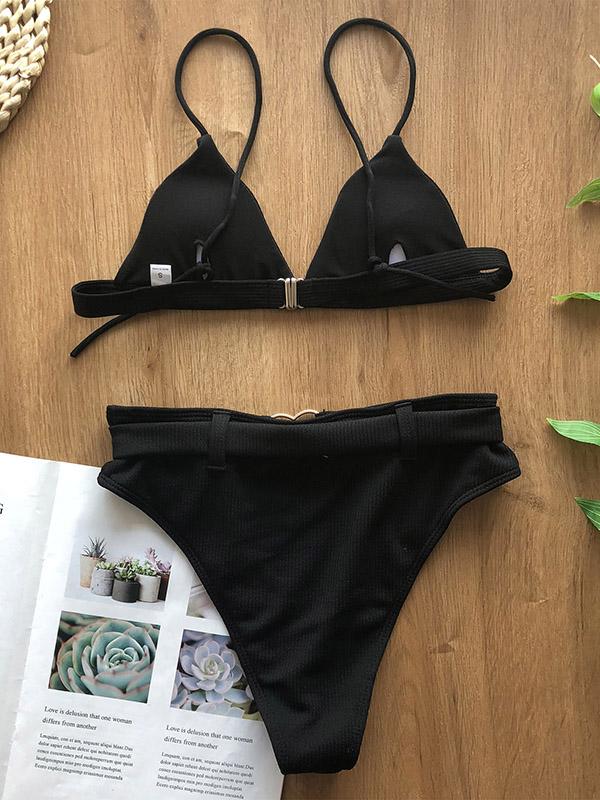 Sexy Spaghetti-Neck Buckle Bikini Swimsuit