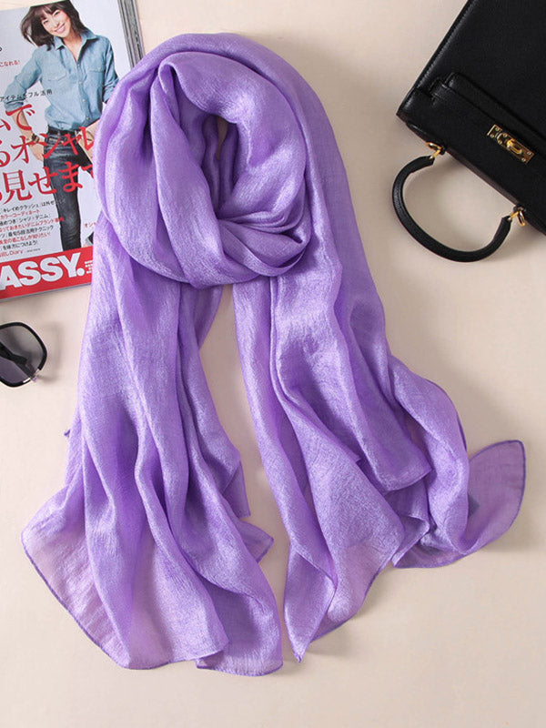 Casual Solid Color Keep Warm Sun Protection Silk Shawl&Scarf