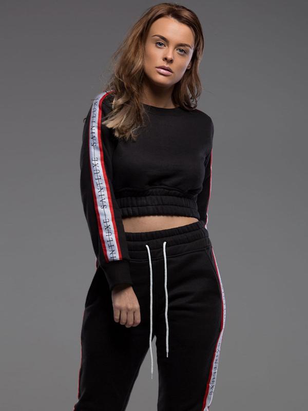 Letter Printed Drawstring Sweatershirt And Pants Sport Suits