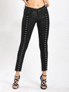 Black Elastic Jeans Pants Bottoms