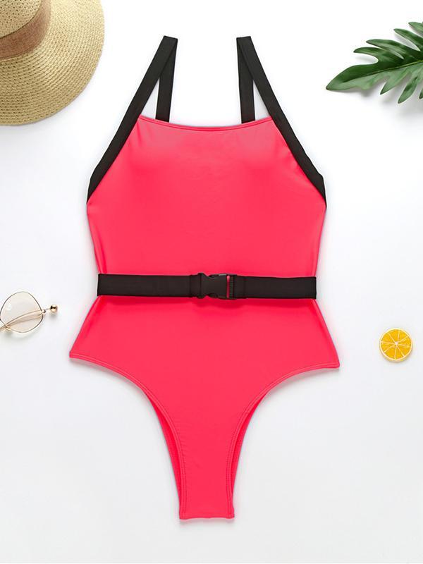 Strapless Buckle One-Piece Swimwear