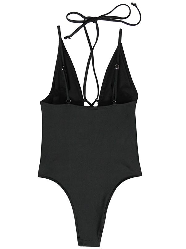 Black Spaghetti Straps One-piece Swimwear