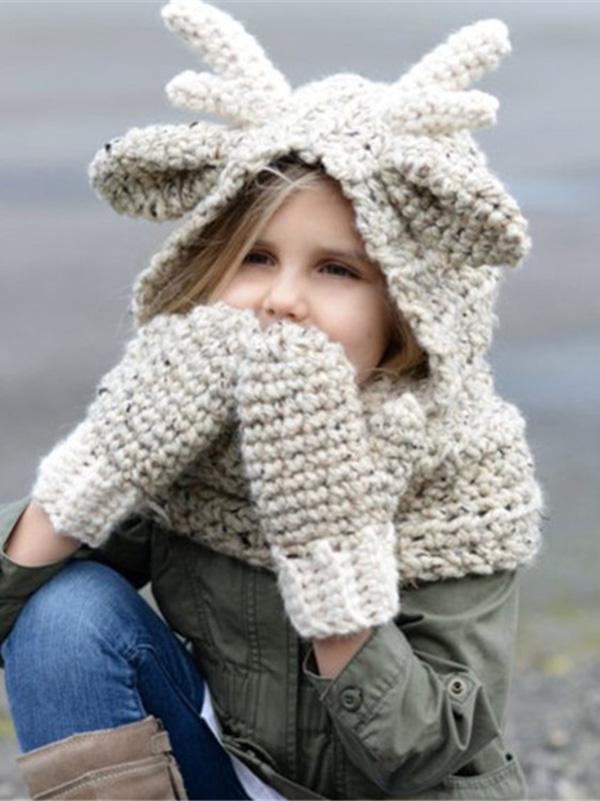 Knitted Elk Single Button Hat&Glove Accessories