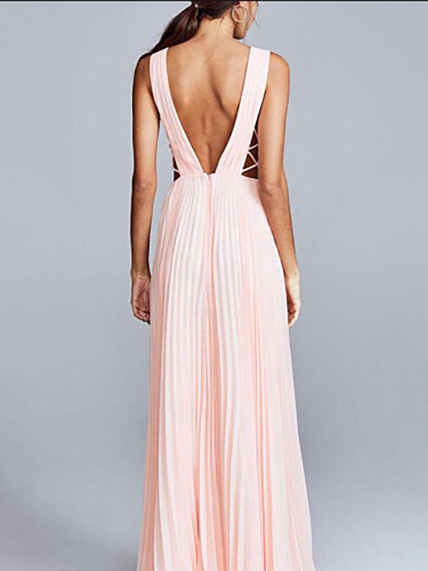 Deep V-neck Backless Evening Dress