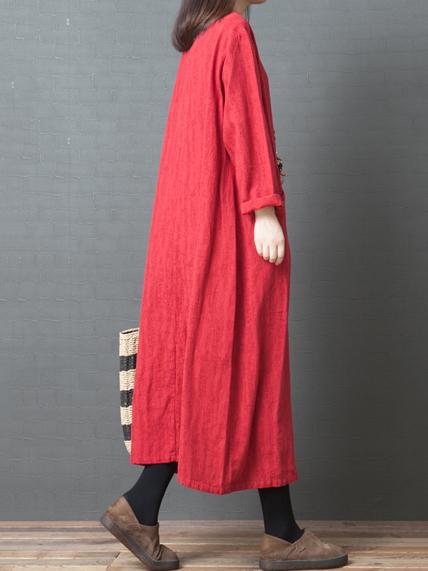 3 Colors Long Sleeves Long Dress