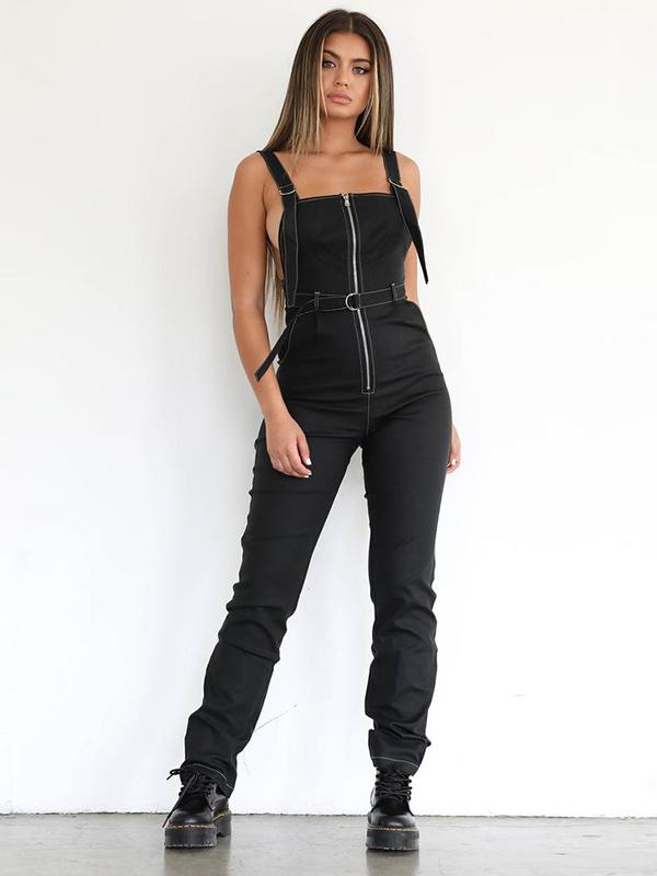 Fashion Column Spaghetti Strap Long Jumpsuit